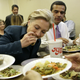 Hillary Clinton eats tacos on the 2008 campaign trail.